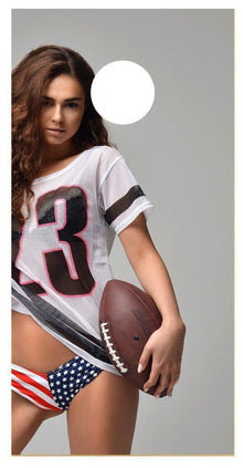 American Football Girl Cornhole Board Decal Set - 2 Decals Bean Bag Toss NFL - Let's Print Big