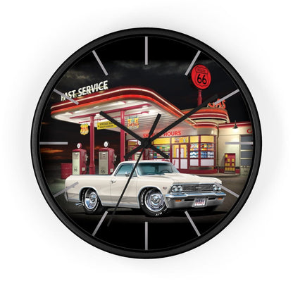 1966 El Camino Gas Station Route 66 Car Art Wall clock