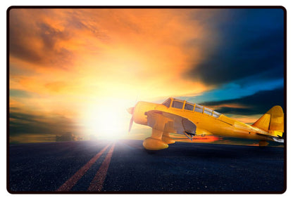 Road Biplane Sunset Desk Mat