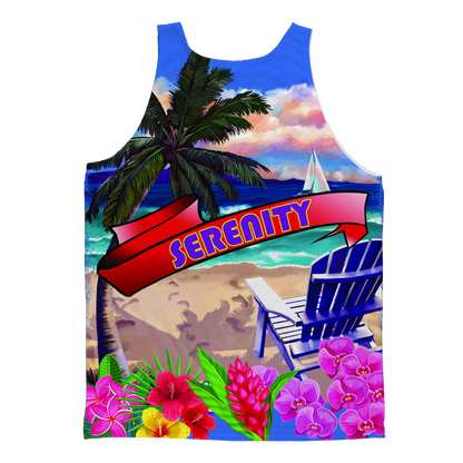 Serenity Beach Banner Design Classic Sublimation Adult Tank Top