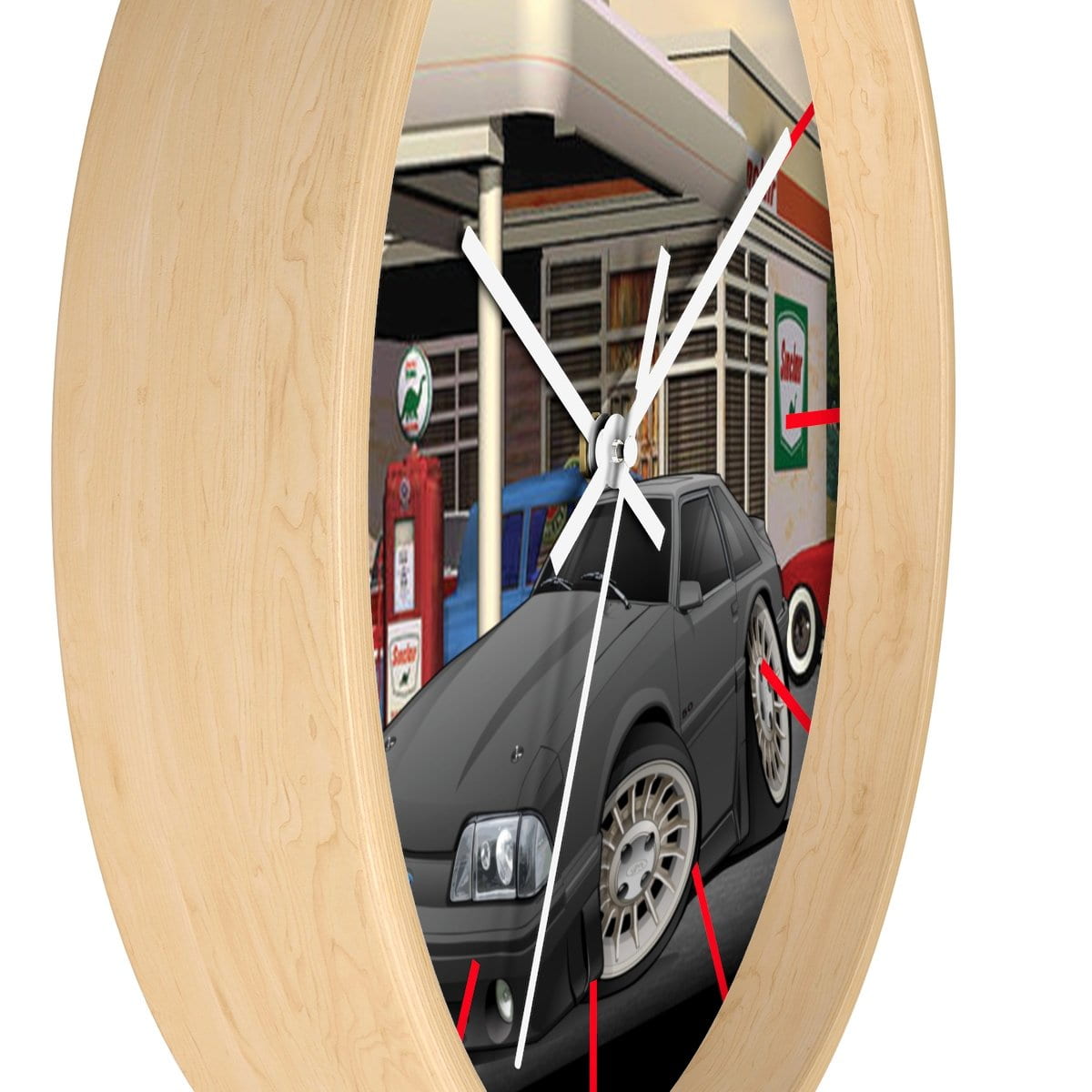 Fox Body Mustang Gas Station Wall clock