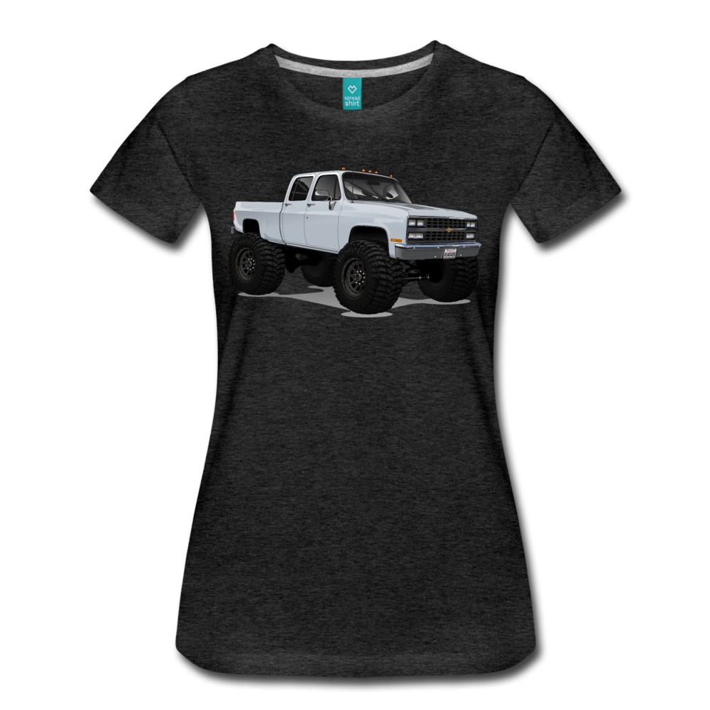 White Chevrolet 4x4 Crew Cab Pickup Truck Women’s Premium T-Shirt - charcoal gray