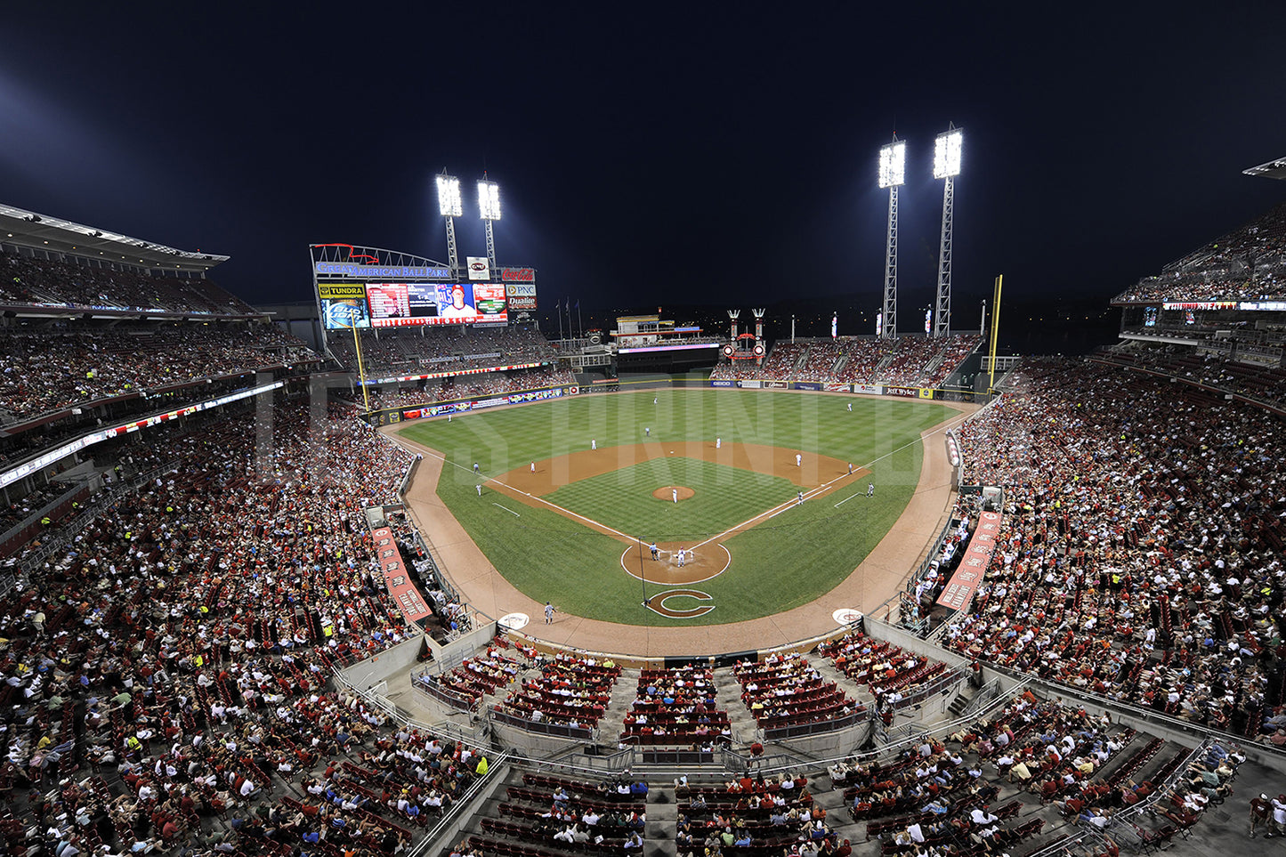 Great American Ballpark at Night Baseball Diamond Wallpaper