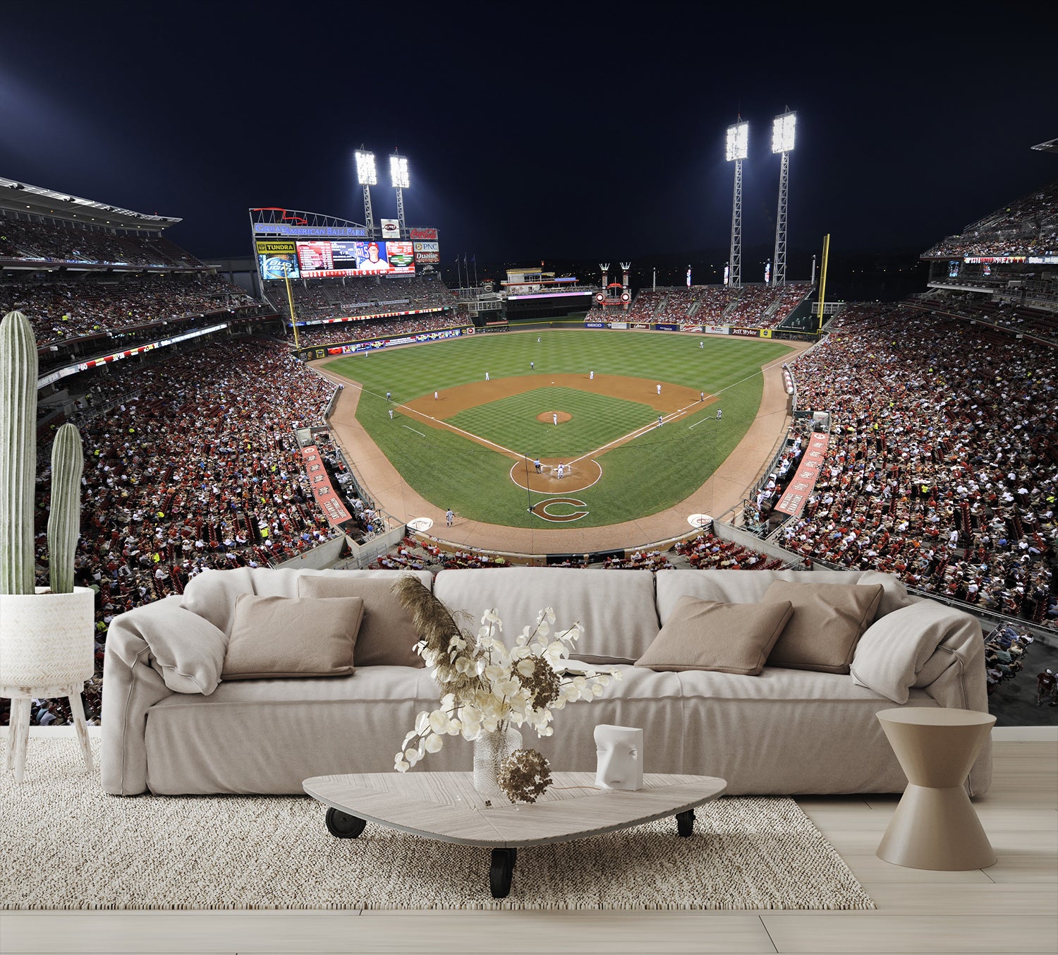 Great American Ballpark at Night Baseball Diamond Wallpaper