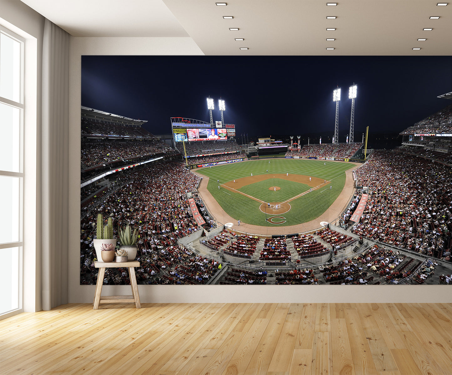 Great American Ballpark at Night Baseball Diamond Wallpaper