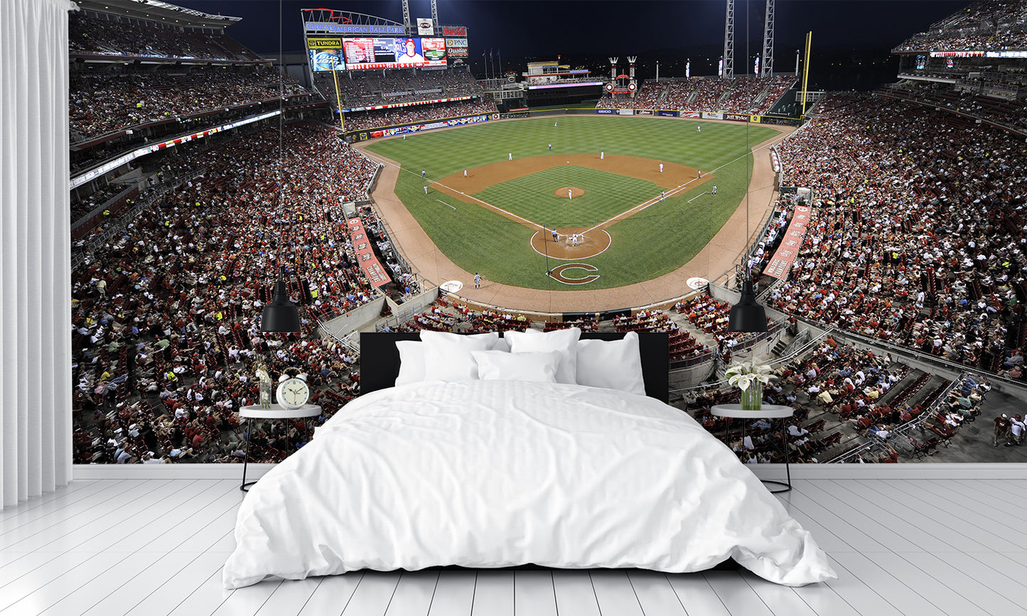 Great American Ballpark at Night Baseball Diamond Wallpaper