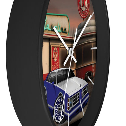 Pontiac Lemans gas station car art Wall clock