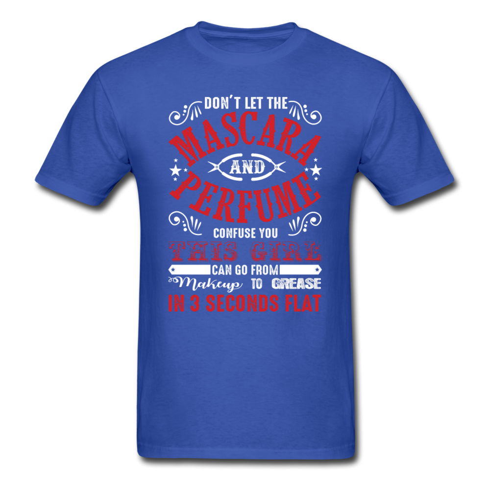 Mascara to Grease Girl Mechanic Men's T-Shirt - royal blue