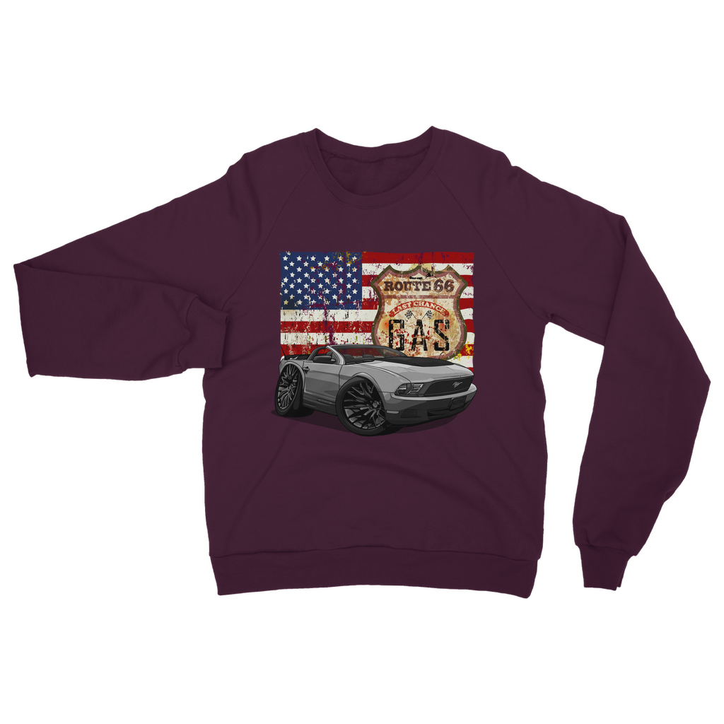 Convertible Mustang Route 66 Classic Adult Sweatshirt