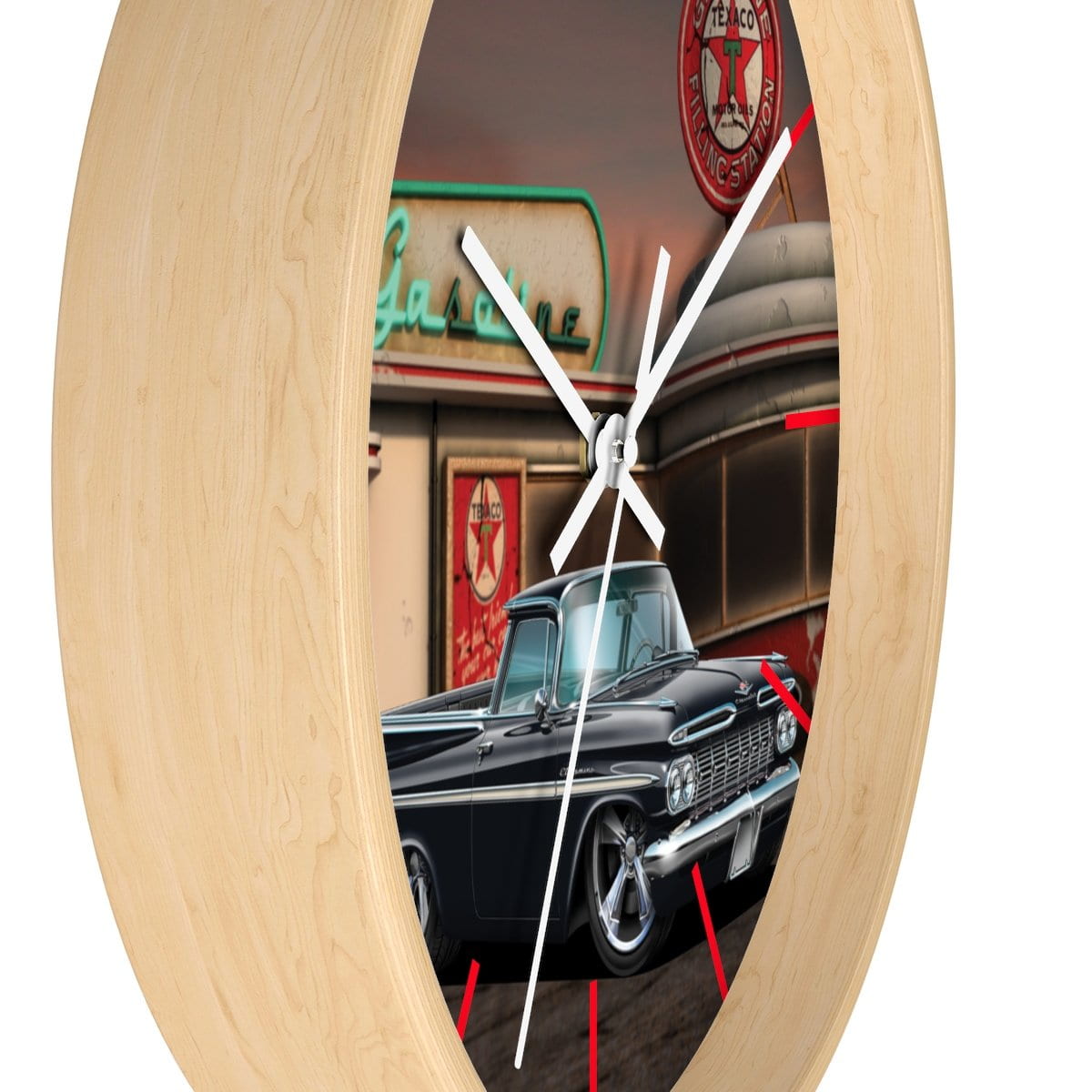 1959 El Camino Old Gas Station 2 Wall clock