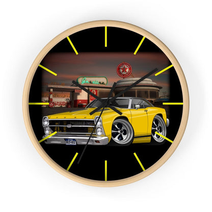 1967 Fairlane Gas Station Route 66 Wall clock