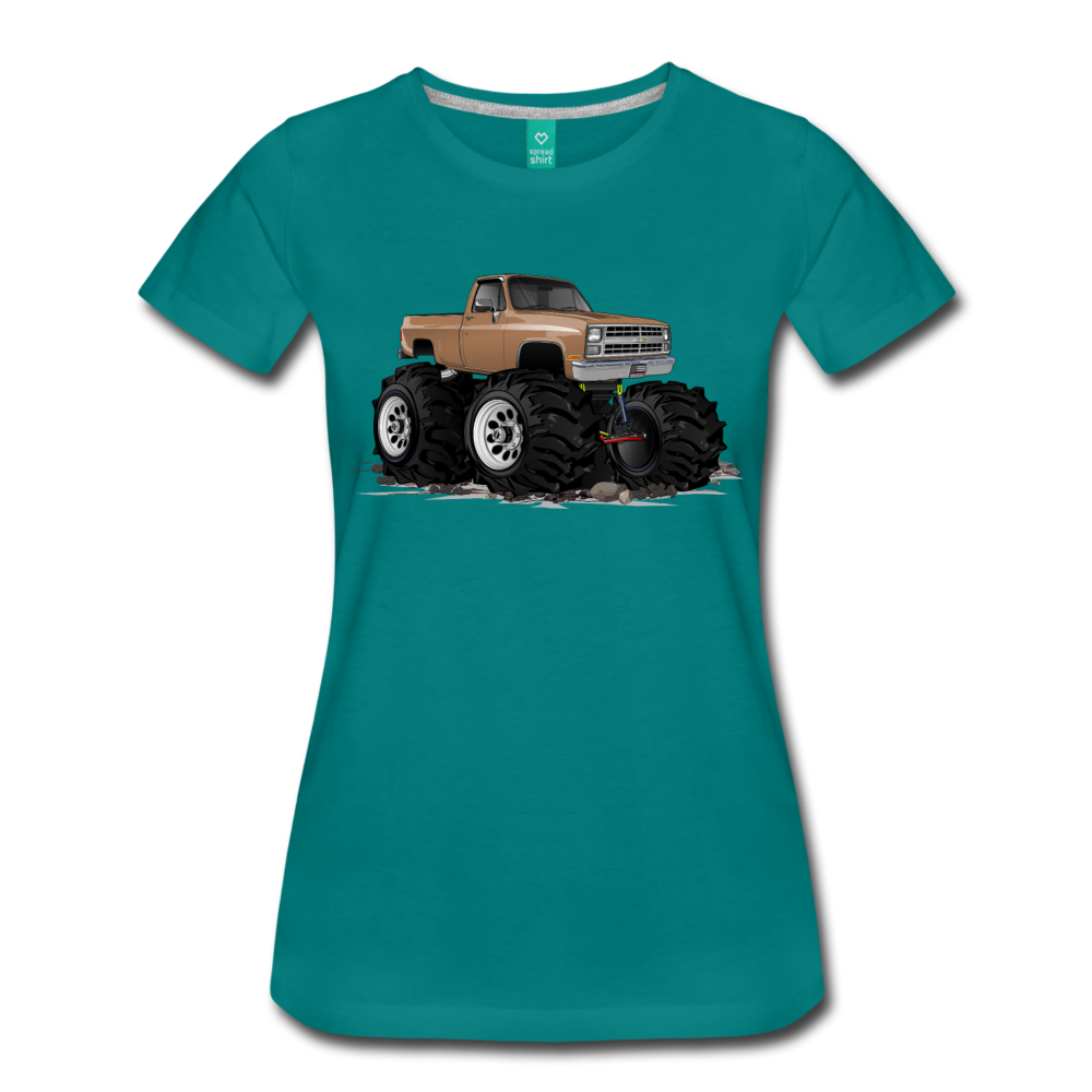 1986 Chevrolet 4x4 Pickup Truck Car Art Women’s Premium T-Shirt - teal