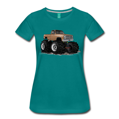 1986 Chevrolet 4x4 Pickup Truck Car Art Women’s Premium T-Shirt - teal