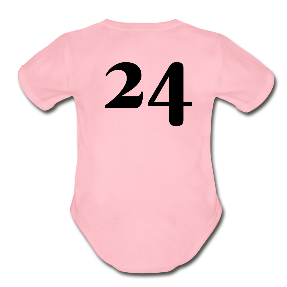 Blue Race Car Super Modified Car Art Organic Short Sleeve Baby Bodysuit - light pink