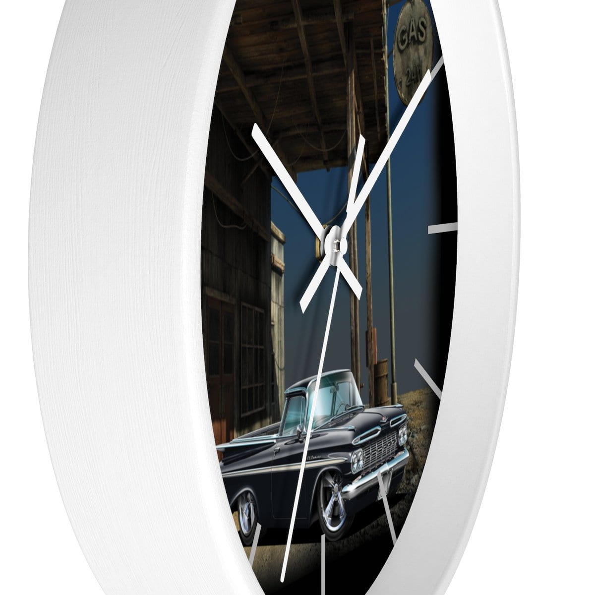 1959 El Camino Old Gas Station Wall clock