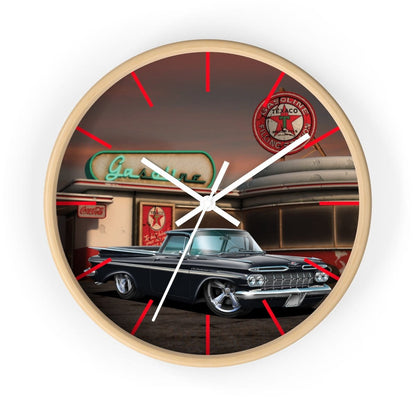 1959 El Camino Old Gas Station 2 Wall clock
