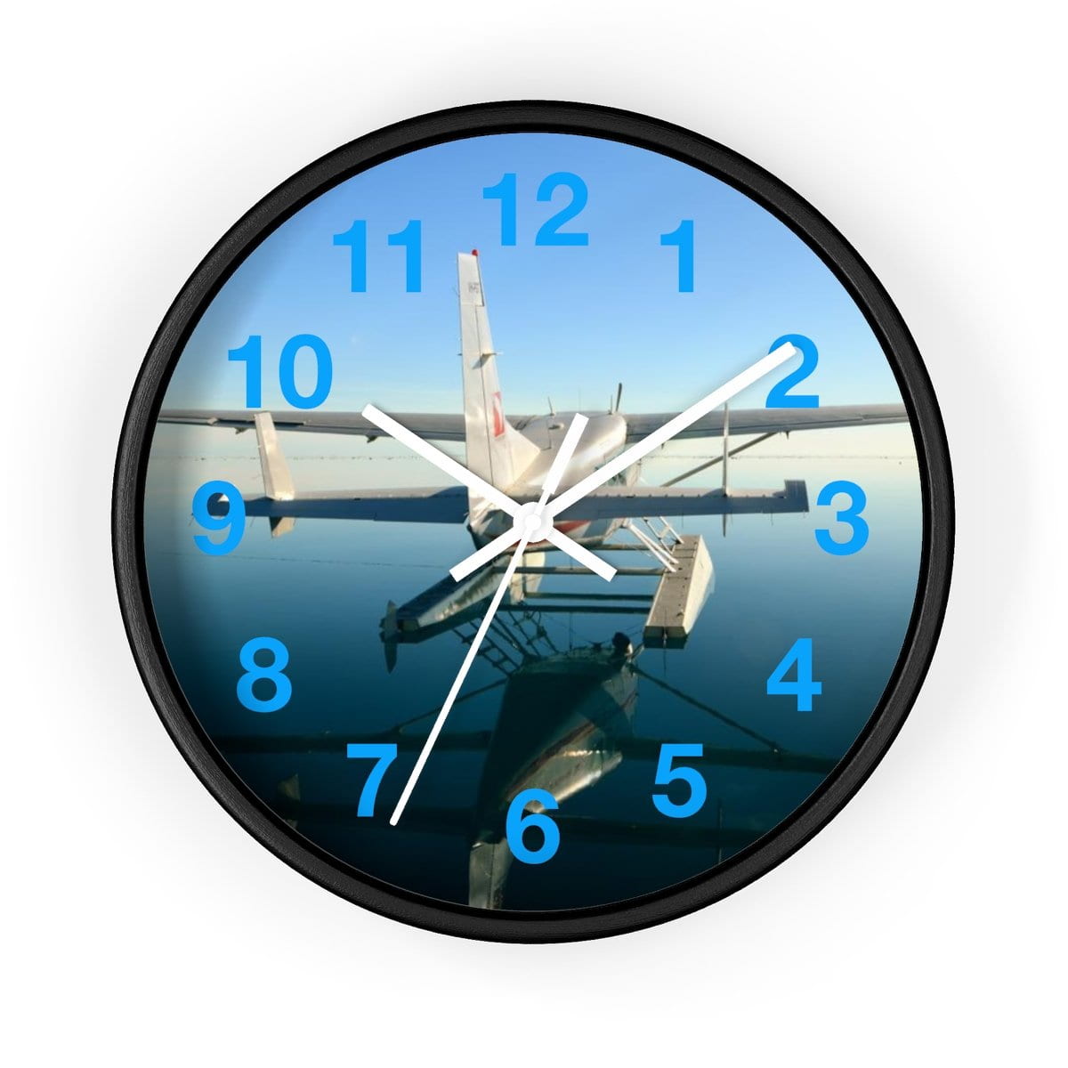 Seaplane Airplane on the Water Wall clock