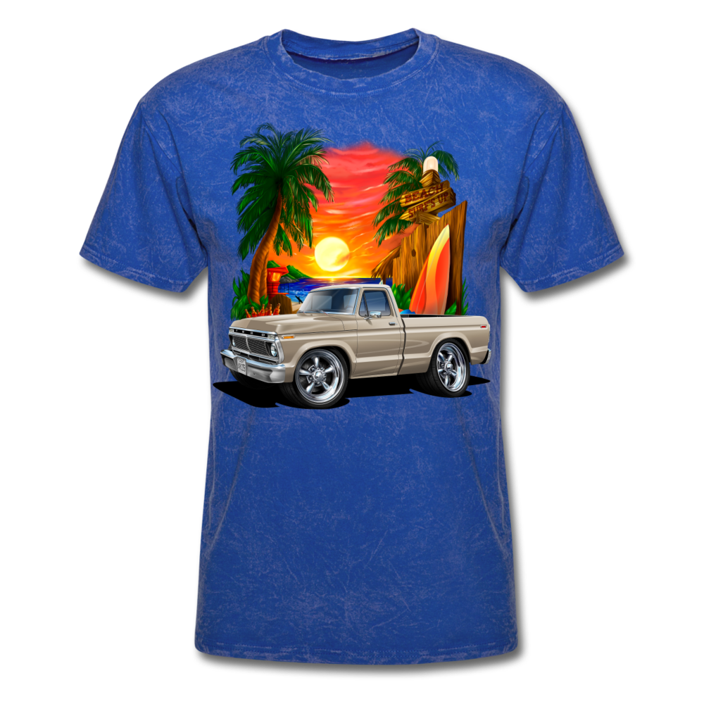 1974 Ford F100 Pickup Truck Beach Car Art Men's T-Shirt - mineral royal
