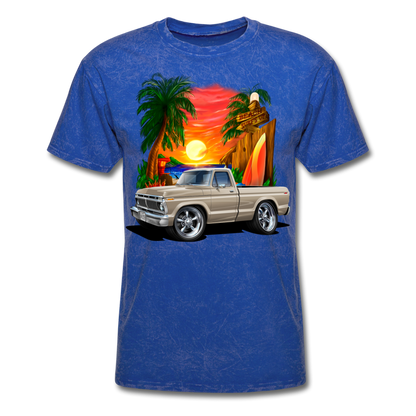 1974 Ford F100 Pickup Truck Beach Car Art Men's T-Shirt - mineral royal