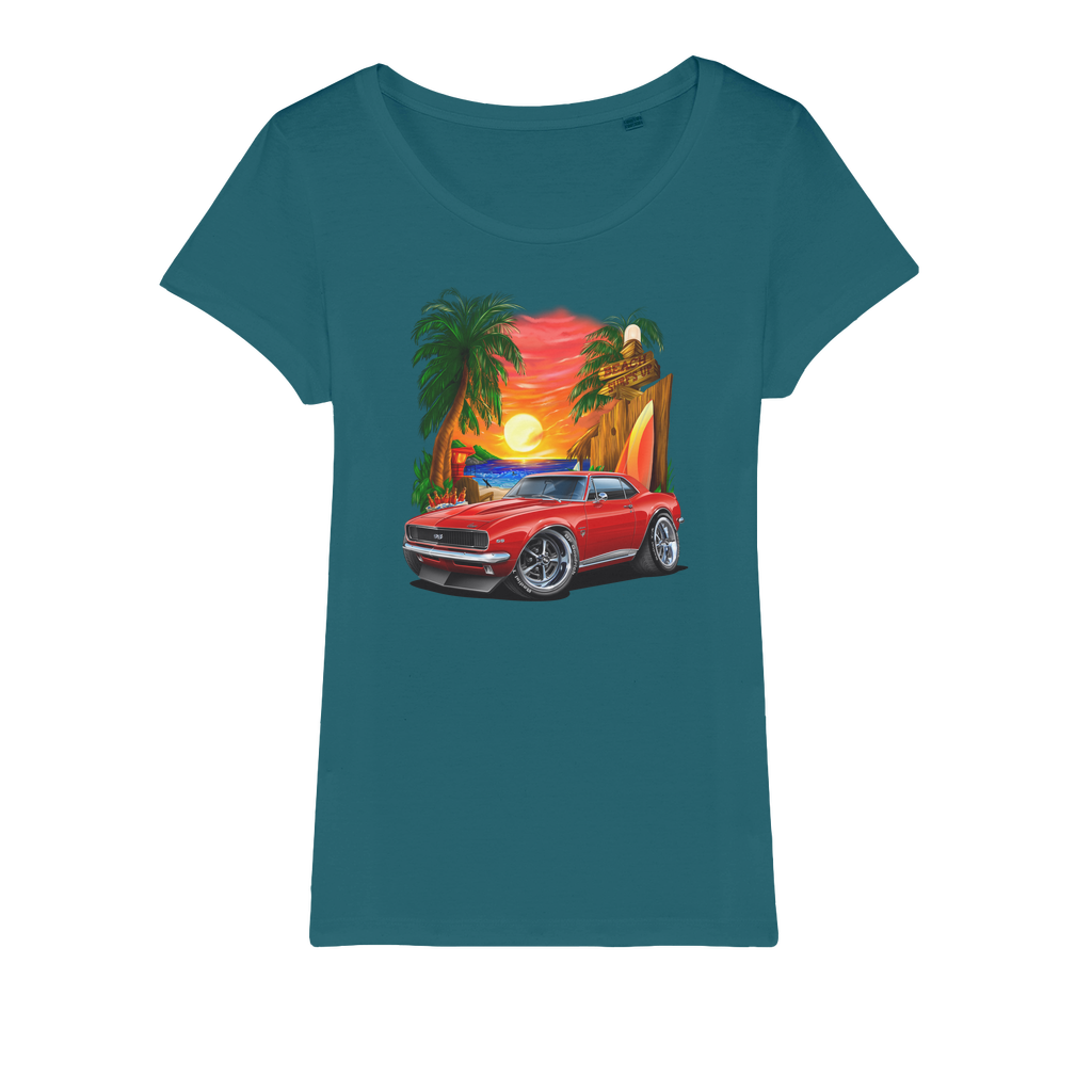 1967 Camaro SS Margaritaville Beach Car Art Organic Jersey Womens T-Shirt