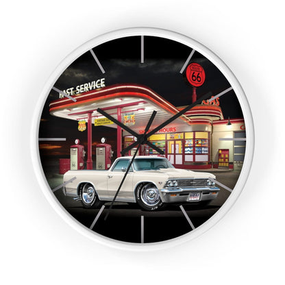 1966 El Camino Gas Station Route 66 Car Art Wall clock