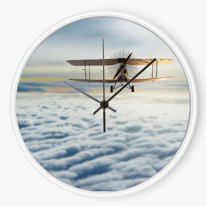 Over The Clouds Biplane 10 inch wall clock