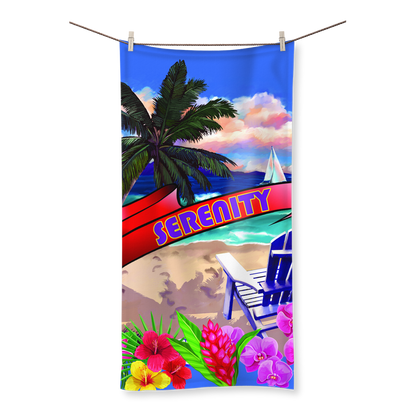 Serenity Beach Banner Design Sublimation All Over Towel