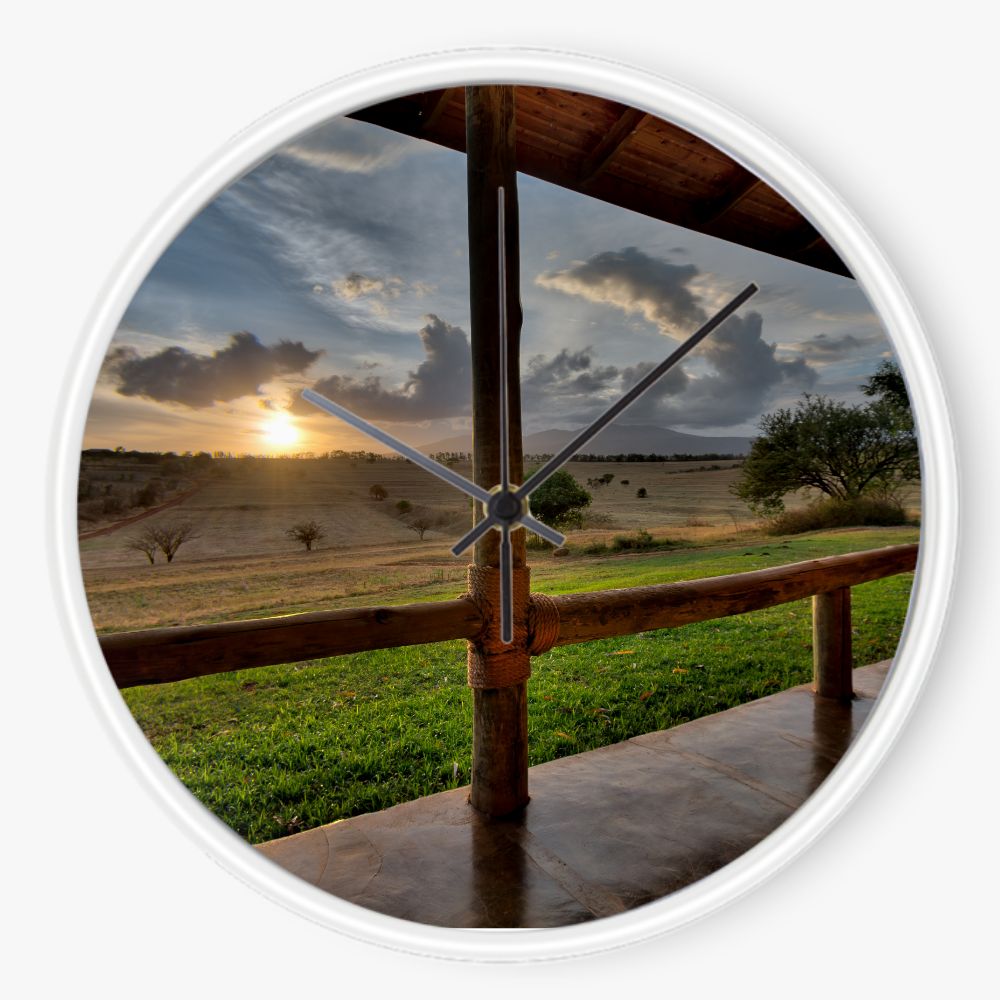 Cabin Sunset 10 inch wall clock