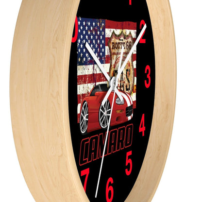 4th Generation Camaro Route 66 American Flag Wall clock