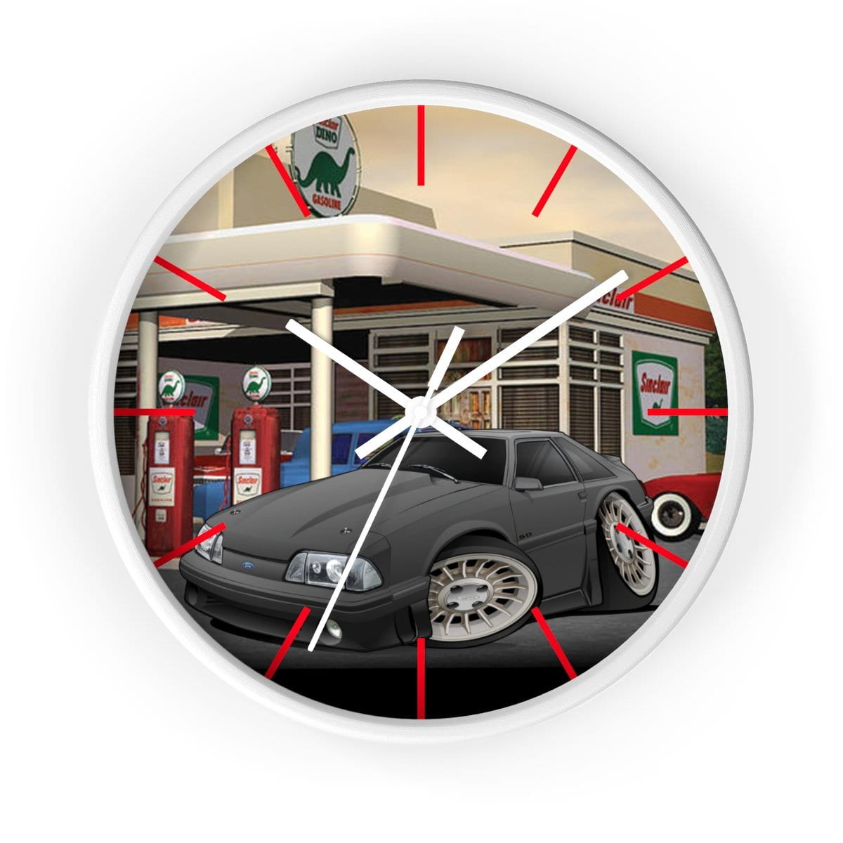 Fox Body Mustang Gas Station Wall clock
