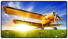 Yellow Biplane Sunset Desk Mat