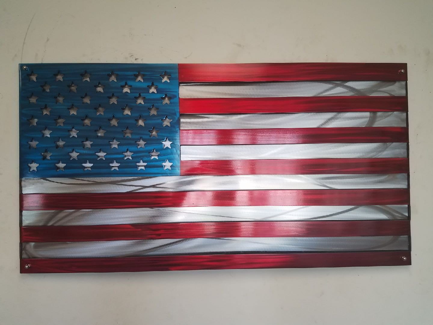 Painted Layered US Flag  / 2 Layered Polished US Flag Metal