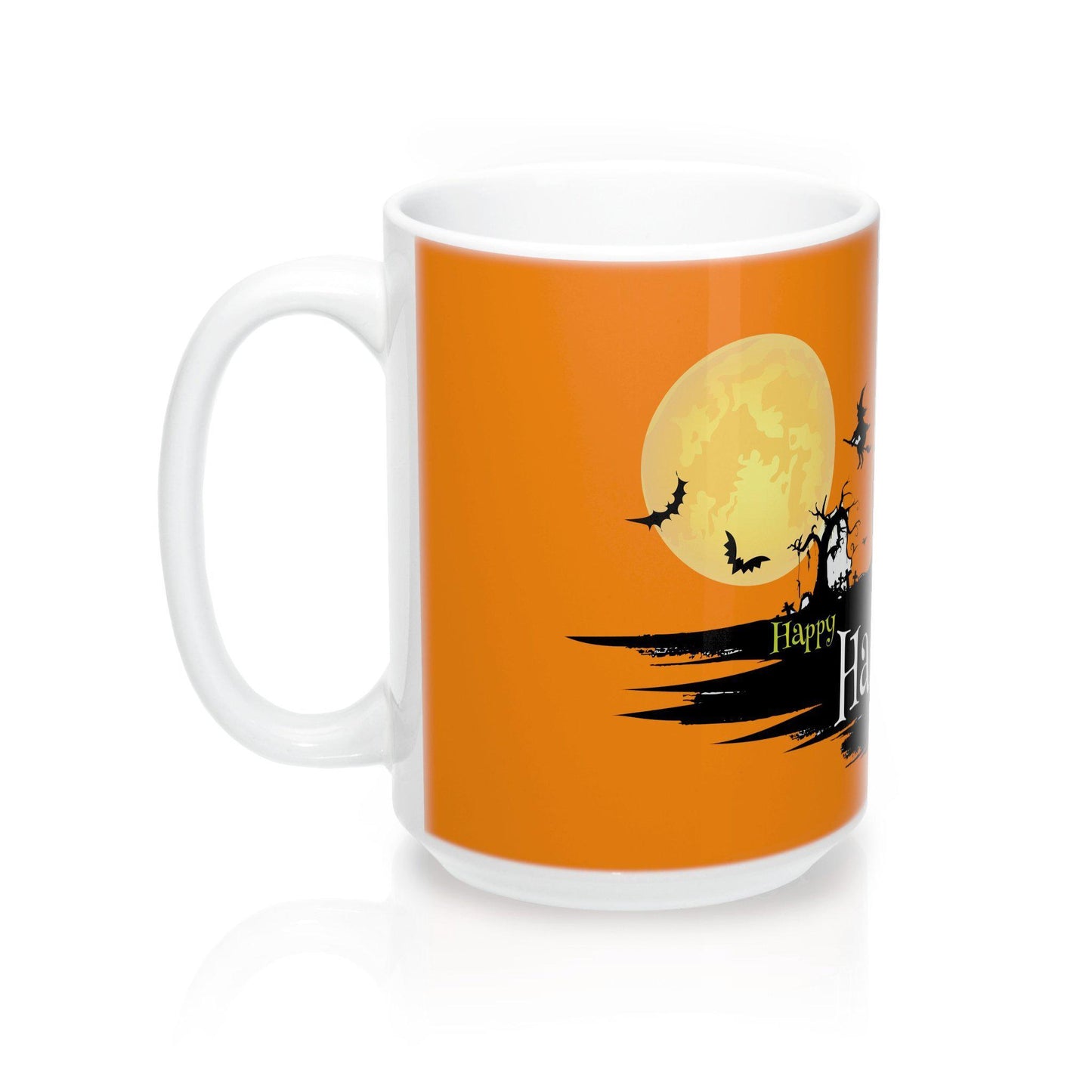 Halloween Pumpkin Ghosts Full Moon Bats Coffee Mug 15oz - Let's Print Big