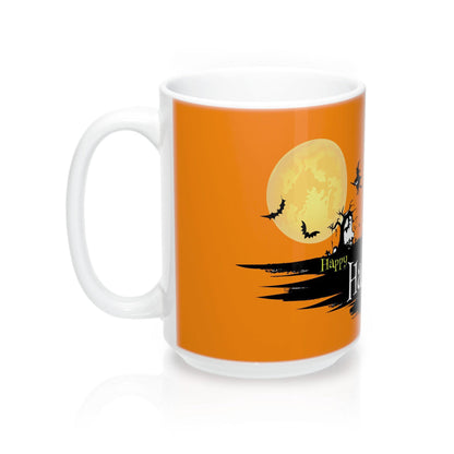 Halloween Pumpkin Ghosts Full Moon Bats Coffee Mug 15oz - Let's Print Big