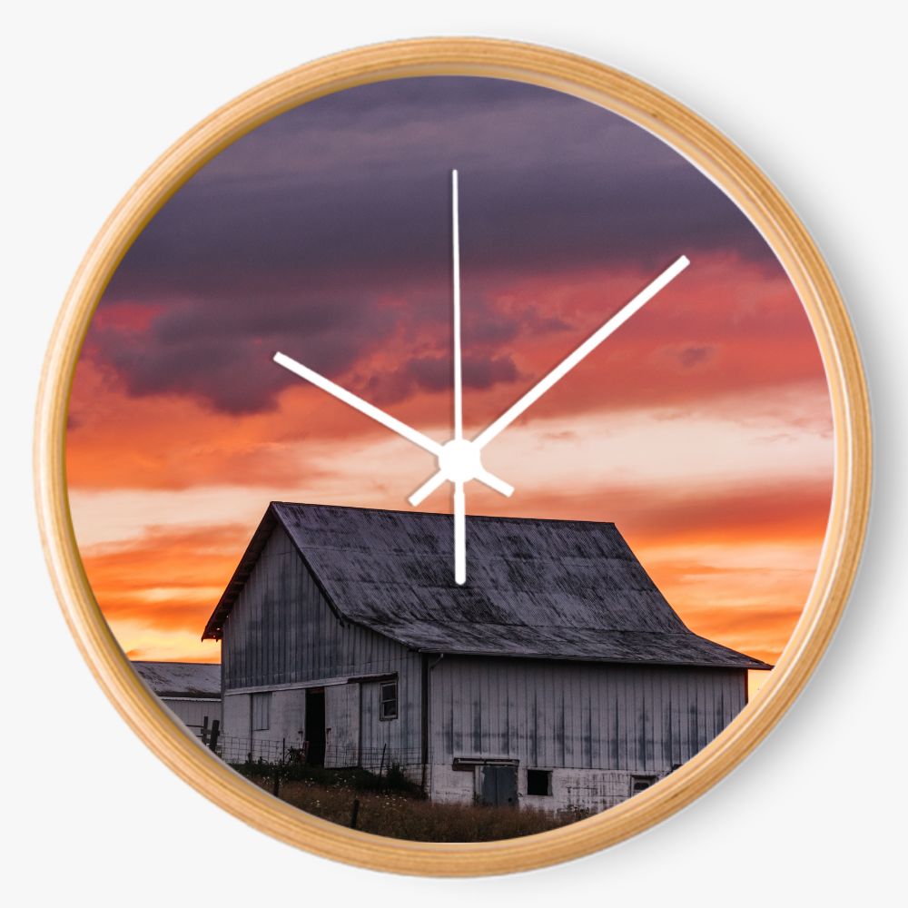 Barn Sunset 10 inch wall clock