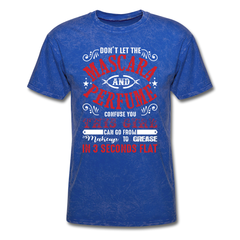Mascara to Grease Girl Mechanic Men's T-Shirt - mineral royal
