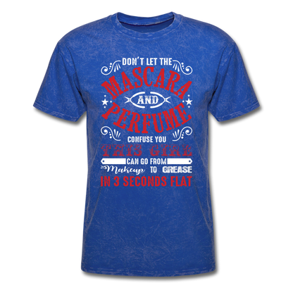 Mascara to Grease Girl Mechanic Men's T-Shirt - mineral royal