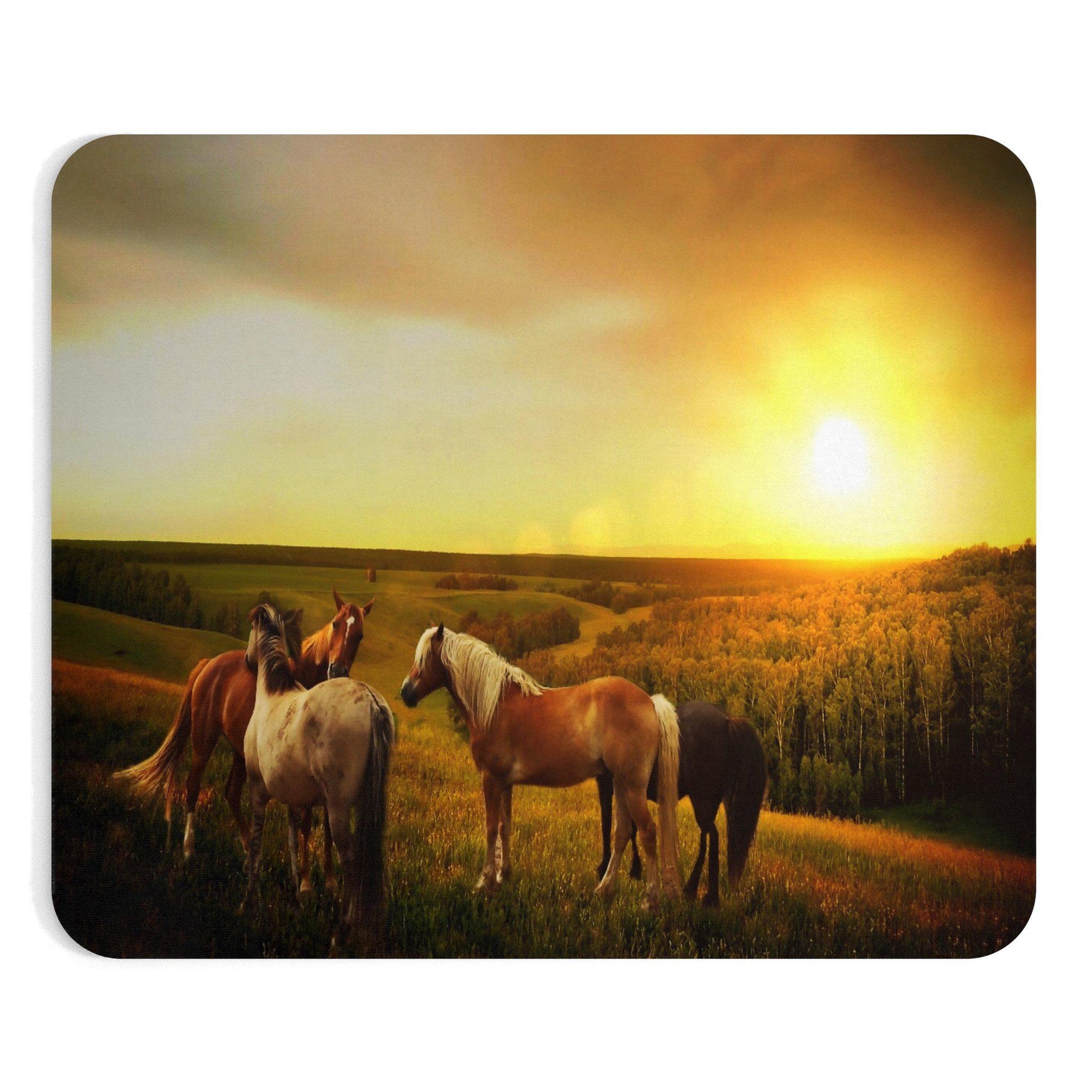 Horses in Pasture Valley Sunset Mousepad - Let's Print Big