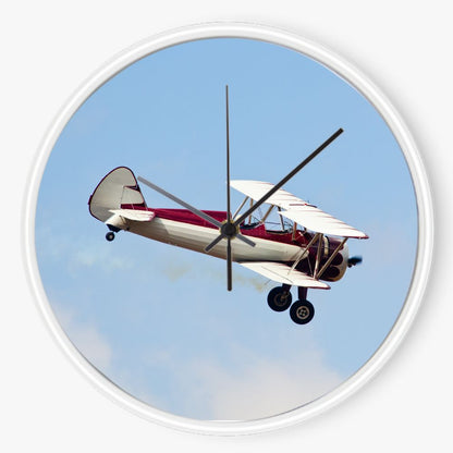 Red and White Stearman Biplane 10 inch wall clock
