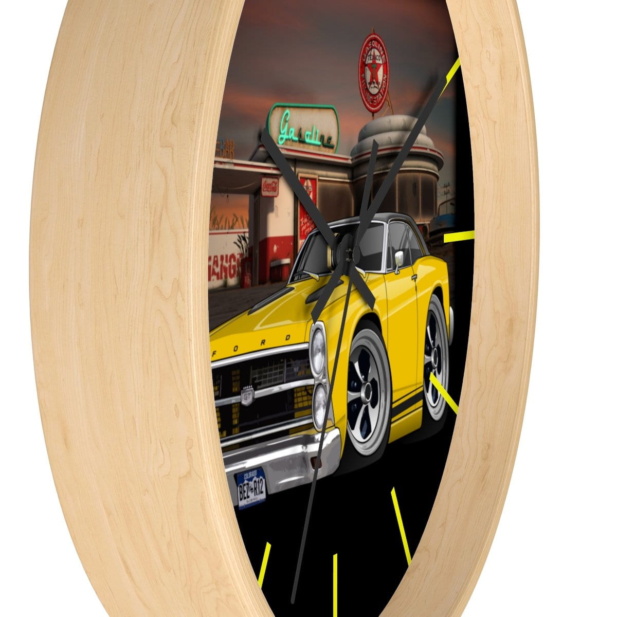 1967 Fairlane Gas Station Route 66 Wall clock