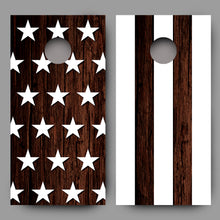 Stars and Stripes on Wood Combo Cornhole Board Decal Wraps