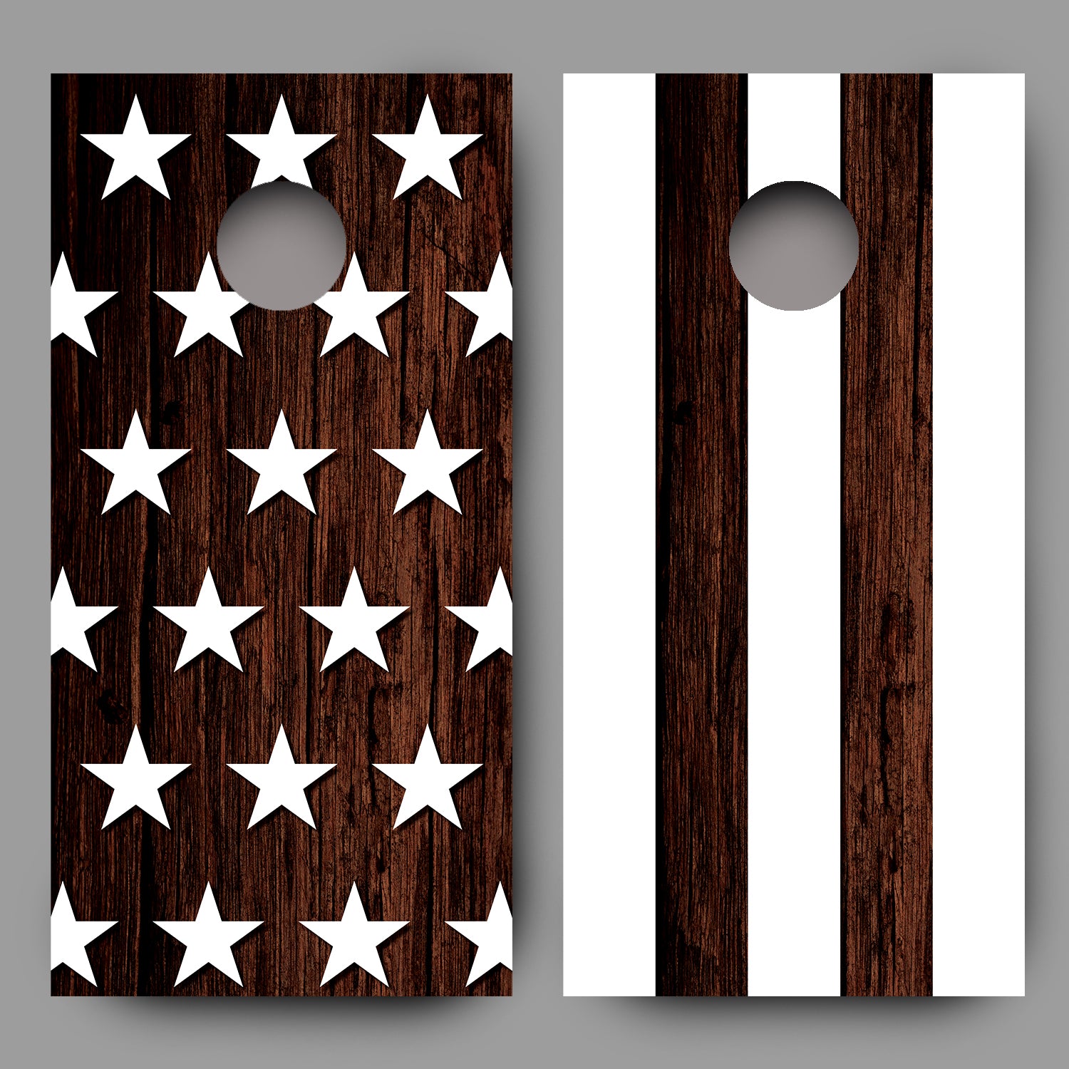 Stars and Stripes on Wood Combo Cornhole Board Decal Wraps