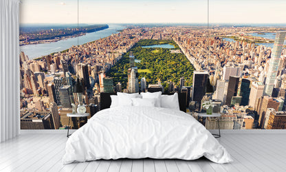 Aerial View Central Park Sunset Wall Mural