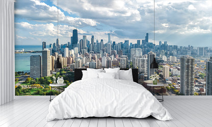 Aerial View Chicago Skyline Wall Mural