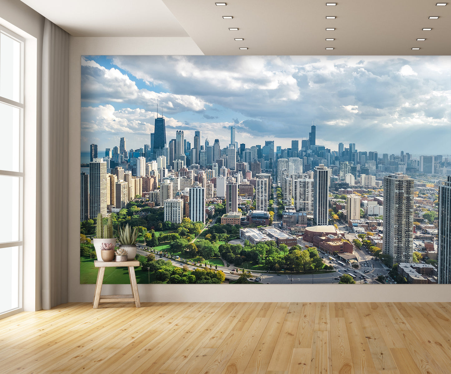 Aerial View Chicago Skyline Wall Mural