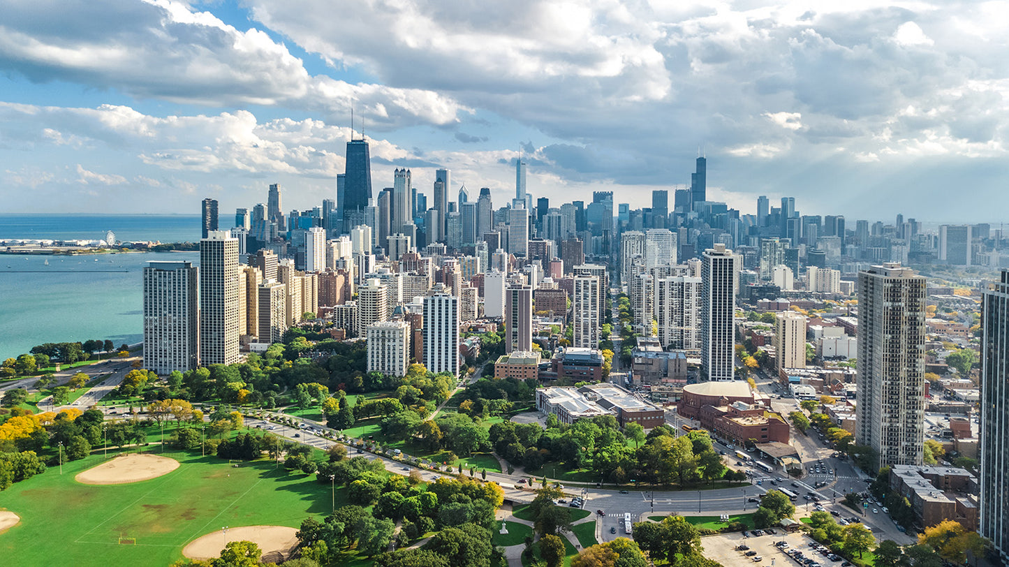 Aerial View Chicago Skyline Wall Mural