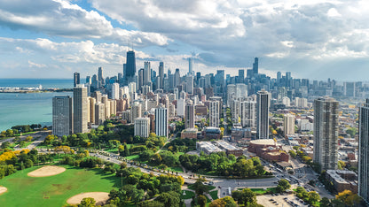 Aerial View Chicago Skyline Wall Mural