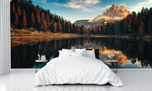 Aerial View Lago Antorno Dolomites Wall Mural