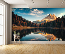 Aerial View Lago Antorno Dolomites Wall Mural
