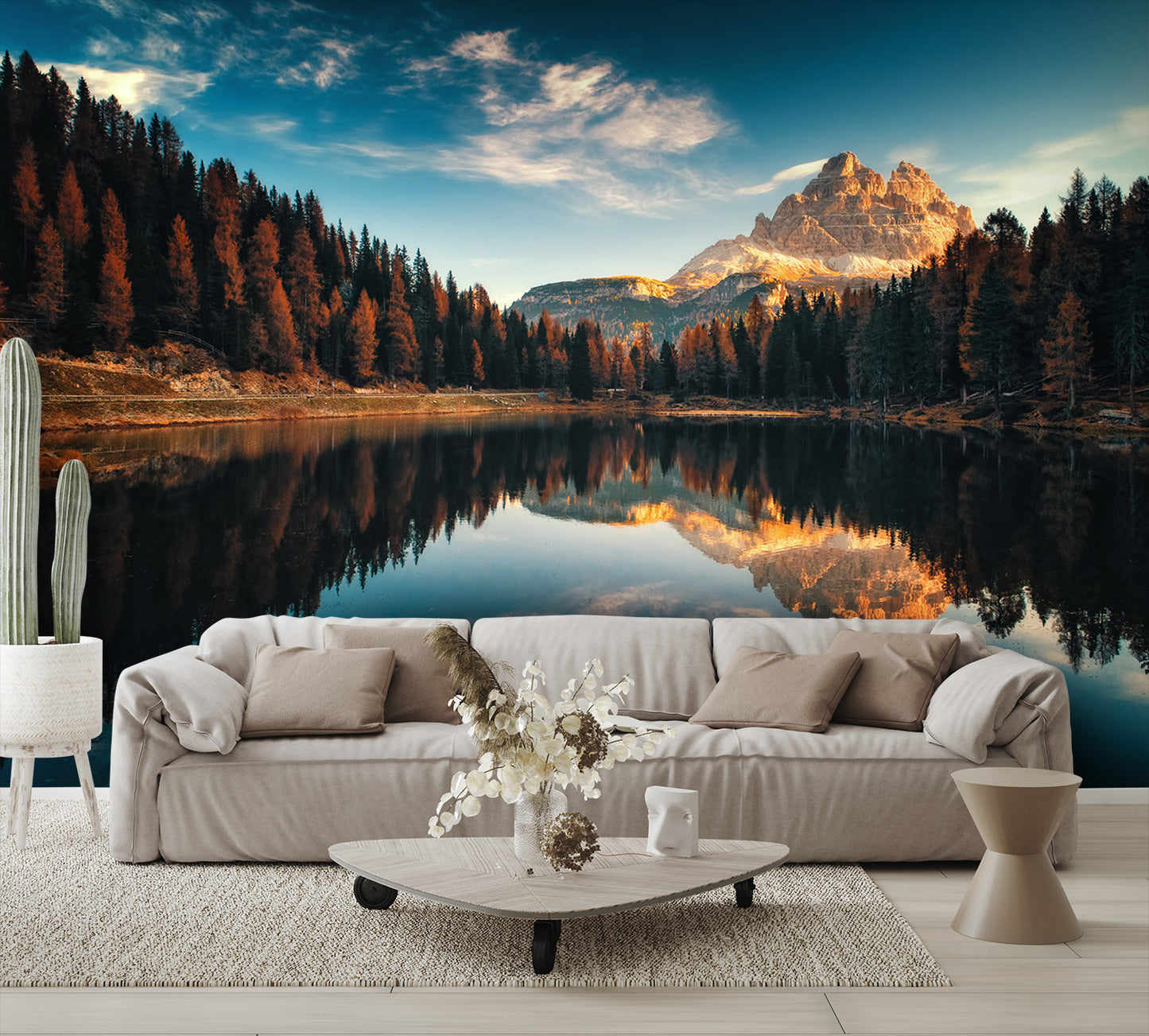 Aerial View Lago Antorno Dolomites Wall Mural